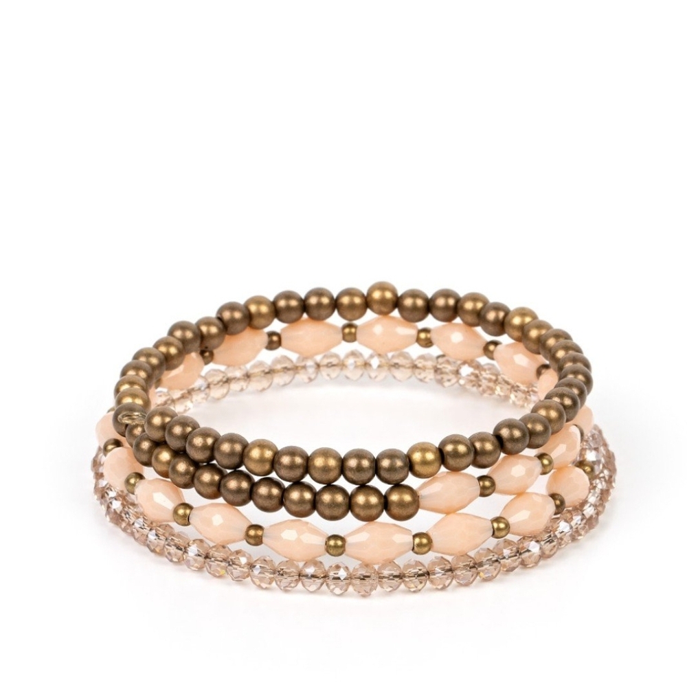 Paparazzi Gold and Cream Stretch Bracelets Set